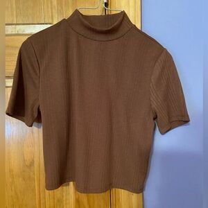 Forever 21 Brown Mock Neck Crop Top